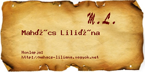 Mahács Liliána névjegykártya